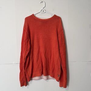 Vintage Chaps Denim Mens Sweater Size L Orange Ramie Blend Long Sleeve